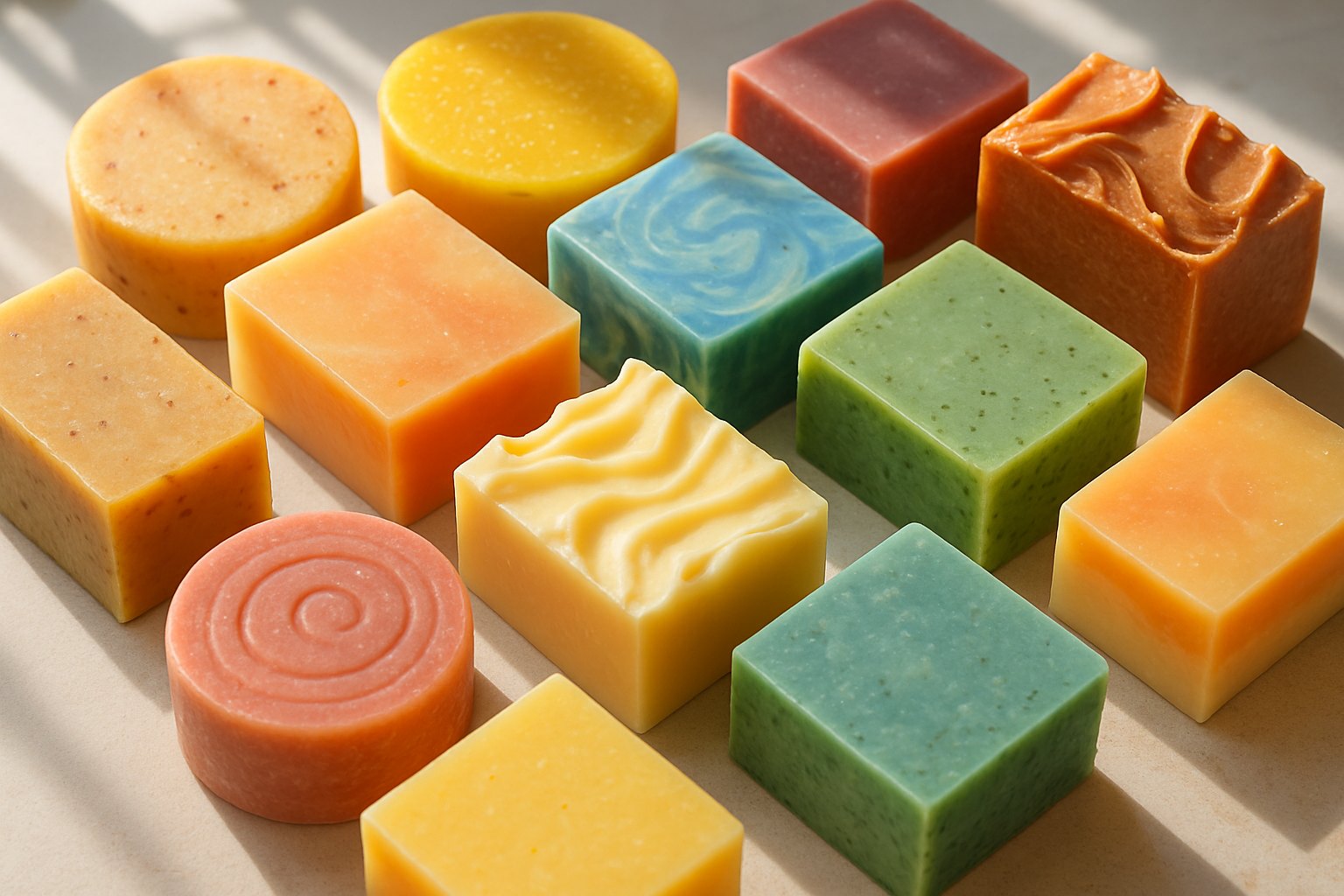 El yapımı renkli dogal sabunlar